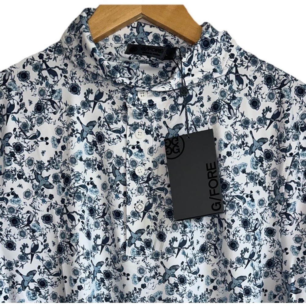 G/FORE New Golf Botanic Garden Ink AOP All Over Print Floral Birds White‎ Blue